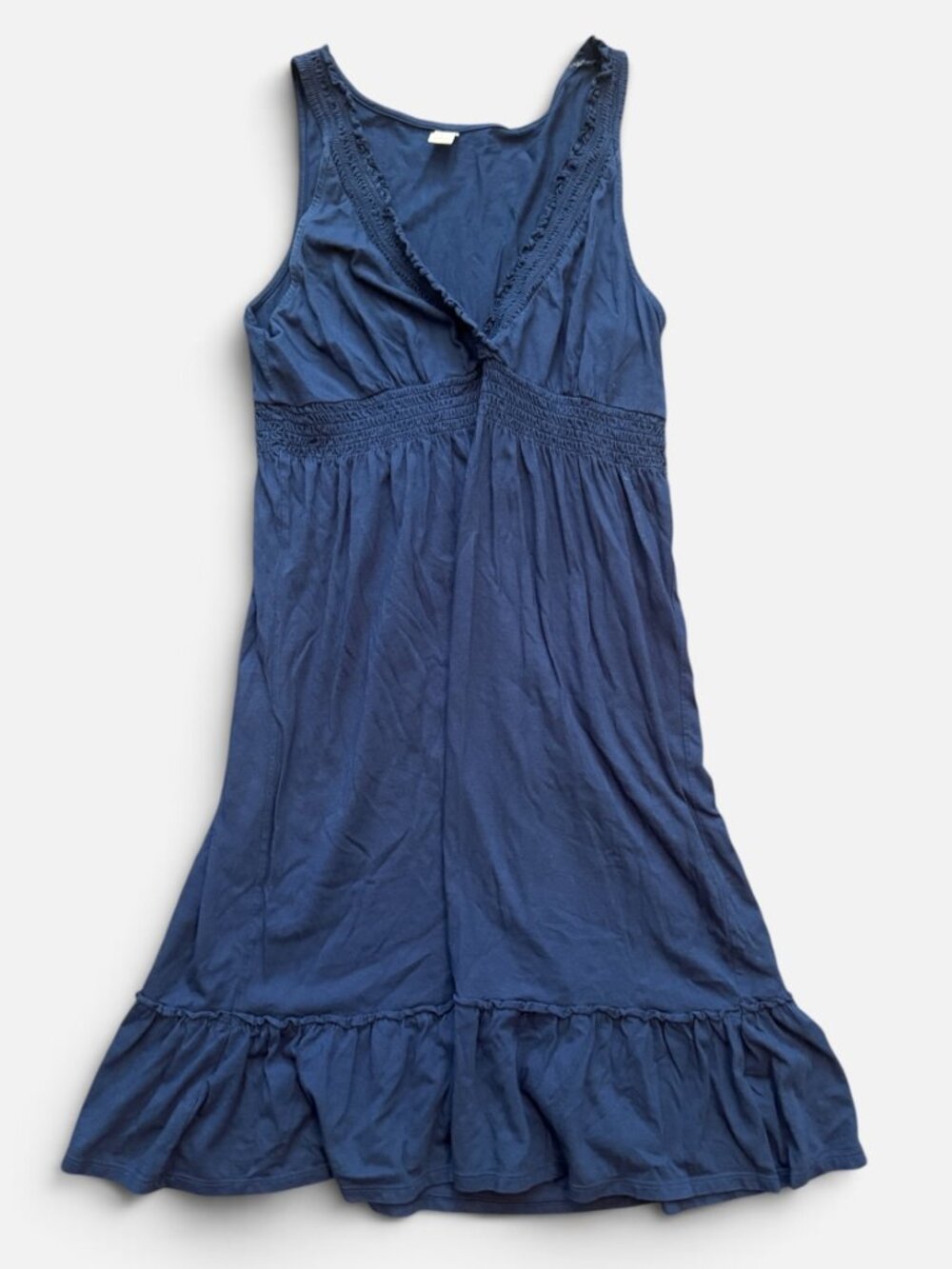 Old Navy Navy Blue Sleeveless V-Neck Midi Dress Ruffle Hem Size L